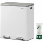 Songmics - poubelle  double compartiment 2 x 30l, avec 15 sacs poubelles, pdales en mtal, 2 seaux ...