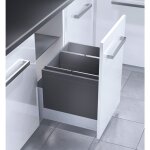 Hailo - poubelle encastrable 2 bacs pour meuble coulissant 46l (18 + 28) triple xl