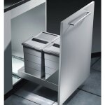 Hailo - poubelle encastrable 2 bacs pour meuble coulissant 50l (24 + 24) bottom mount