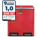 Poubelle de cuisine f�lix, rouge, 2 compartiments de 30 litres (60 litres)