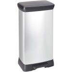 Curver ? poubelle � p�dale rectangulaire 50l ? dimensions 39x29x72 cm ? plastique m�tallique ? syst�me ...