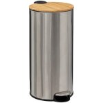 5five simply smart - poubelle couvercle bambou 30l modern color inox - 5five