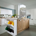 Poubelle peu encombrante pour diff�renci�e avec quatre seaux, couleur blanche, dimensions 60 x 92 x 25 ...