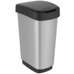 Poubelle rotho twist 50l argent / m�tallique