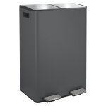 Poubelle tri slectif aliya 60l (2x30l) acier gris mat spirella