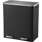 Poubelle de cuisine tri s�lectif major noir acier inoxydable 60l