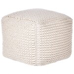 Beliani - pouf carr en coton beige clair 50 x 50 cm remplissage  billes polystyrne daman