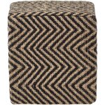 Homescapes - pouf carr� jute motif chevron noir et cr�me 36 x 36 x 38 cm