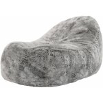 Pouf chaise longue en fausse fourrure dream, xxl poufs de salon gant, gris loup, oeko - tex - icon