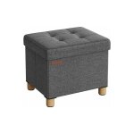 Songmics - pouf, coffre de rangement, tabouret avec repose - pieds, pliable, banc avec rangement, 32 ...