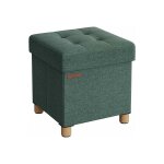 Songmics - pouf, coffre de rangement, tabouret avec repose - pieds, pliable, banc avec rangement, 38 ...