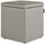 Happers - pouf cube rangement similicuir cendre 1 unit gris clair
