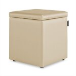 Happers - pouf cube rangement similicuir �cru 1 unit� �cru