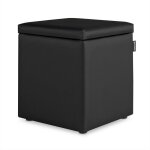 Pouf cube rangement similicuir noir 1 unit� noir