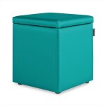 Happers - pouf cube rangement similicuir turquoise 1 unit turquoise