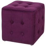Beliani - pouf cube en velours synth�tique violet capitonn� r�tro pieds � patins wisconsin