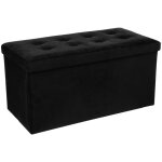 Atmosphera - pouf pliable velours lysandre noir