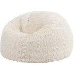 Icon - pouf en fausse fourrure, pouf fauteuil de salon pour adultes, beige, oeko - tex