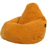Pouf fauteuil velours c�tel� pour enfants dalton, pouf de chambre, jaune ocre, oeko - tex - icon