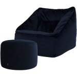 Pouf fauteuil en velours natalia et rond repose - pieds, xxl pouf geant pour salon, pouf poire adultes, ...