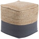 Beliani - pouf de forme cubique 44 x 44 cm fabriqu en jute beige et en coton gris fonc avec remplissage ...