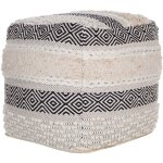 Beliani ? pouf carr� 50 x 50 cm en coton ? motif g�om�trique boho ? rembourrage en billes eps ? charge ...