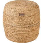 Beliani - pouf de forme cylindrique en jute beige sable et en tissu coton de 48 cm de hauteur avec rembourrage ...
