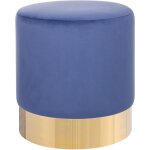 Beliani - pouf de forme cylindrique fabriqu en velours bleu avec base mtallique dor pour salon ou ...