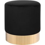 Beliani - pouf de forme cylindrique fabriqu� en velours noir avec base m�tallique dor� pour salon ou ...