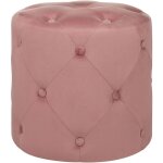 Pouf de forme repose - pied cylindrique type chesterfield en velours rose pour salon ou chambre moderne ...