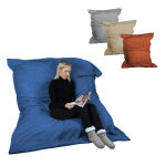 Pouf g�ant xxl, fauteuil d'int�rieur d�houssable - 150 x 180 cm - sherpa - bleu marine - vivezen