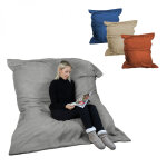 Pouf g�ant xxl, fauteuil d'int�rieur d�houssable - 150 x 180 cm - sherpa - gris clair - vivezen