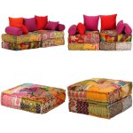 Vidaxl - pouf modulaire  2 places patchwork tissu - canap modulable - pouf convertible - canap - lit ...