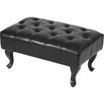 Pouf / ottoman de luxe lounge chesterfield similicuir, pieds antiques, noir