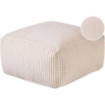 Pouf ottoman rectangulaire en velours c�tel� rembourr� beige accessoire d�co mukki