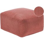 Beliani - pouf ottoman rectangulaire en velours c�tel� rembourr� rouge clair accessoire mukki