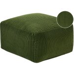 Pouf ottoman rectangulaire en velours c�tel� rembourr� vert accessoire d�co mukki