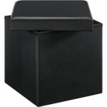 Acaza - pouf - pliable - sans pieds - éco - cuir - 38 cm - noir Acaza - pouf - pliable - sans pieds - éco - cuir - 38 cm - noir