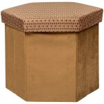 Pouf pliant hexagonal jiling en velours 40x38cm marron caramel atmosphera cr�ateur d'int�rieur