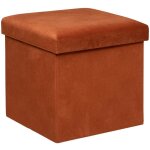 Pouf pliant lilou en velours 38x38cm ambre atmosphera crateur d'intrieur