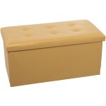Pouf de rangement pliant simili cuir doré 77x38x38 cm Pouf de rangement pliant simili cuir doré 77x38x38 cm