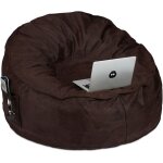 Pouf poire format xxl, aspect cuir, avec remplissage en mousse, 2 poches latrales, pour adulte, marron ...