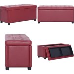 Vidaxl - pouf de rangement 87, 5 cm rouge bordeaux similicuir - pouf de rangement - pouf coffre - banc ...