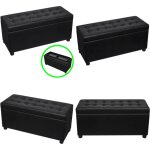 Vidaxl - pouf de rangement cuir synthtique noir - pouf de rangement - ottoman - meuble de salon - banc ...