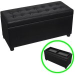 The living store - pouf de rangement cuir synthtique noir - pouf de rangement - ottoman - meuble de ...