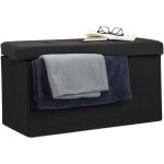 Pouf de rangement pliant coffre repose - pieds hxlxp: 38 x 76 x 38 cm, noir - relaxdays