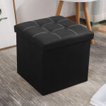 Pouf de rangement pouf en simili cuir pliable repose - pieds carr�s tabourets table basse cube repose ...
