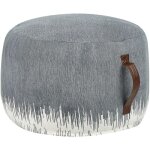 Beliani - pouf repose - pieds moderne en coton 50 x 30 cm salon bureau hall housse amovible gris et blanc ...