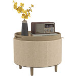 Homcom - pouf repose - pied tabouret avec coffre de rangement - plateau r�versible - pieds bois tissu ...