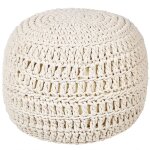 Pouf rond en coton beige 40 cm remplissage  billes polystyrne dcoratif arpatu